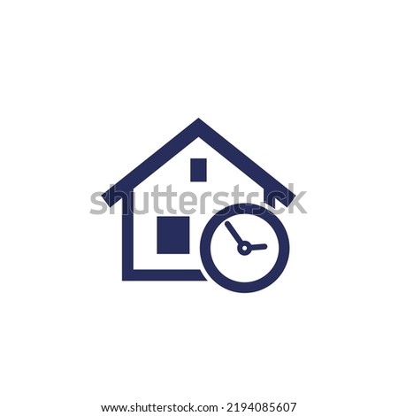 house and time icon with a clock, vector