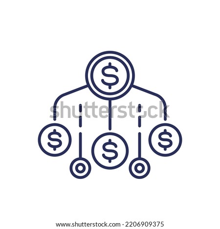 Financial assets diversification, income sources line icon