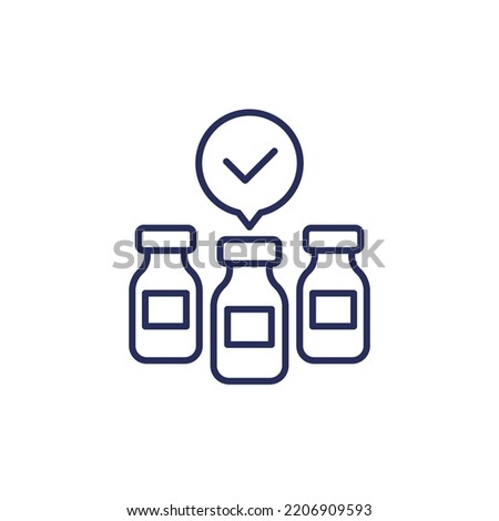 Vaccine supply line icon with bottles