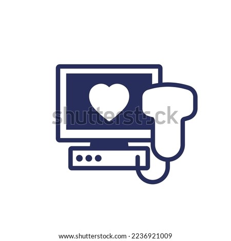 cardiac ultrasound scanner, echocardiogram icon, sonography vector