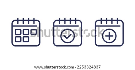 calendar and schedule icons, line vector