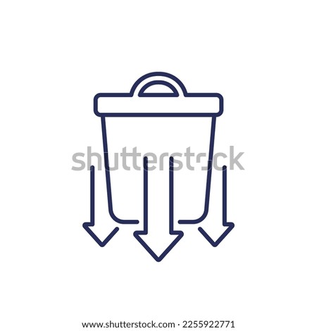 Reducing waste line icon with a trash bin