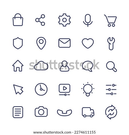 line icons for apps and web, basic set