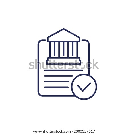 Bank document line icon, vector