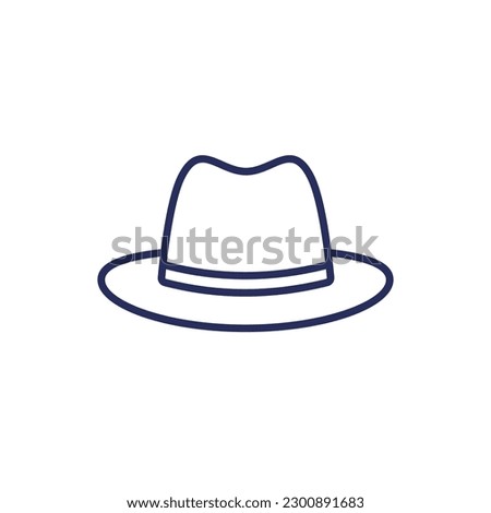 fedora hat line icon on white