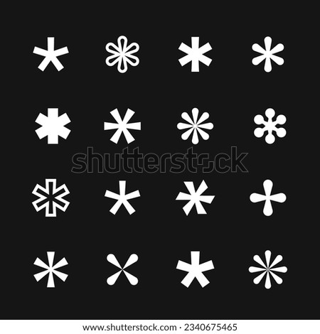 asterisks icons, vector geometric shapes set