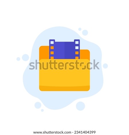 folder with video icon, flat vector