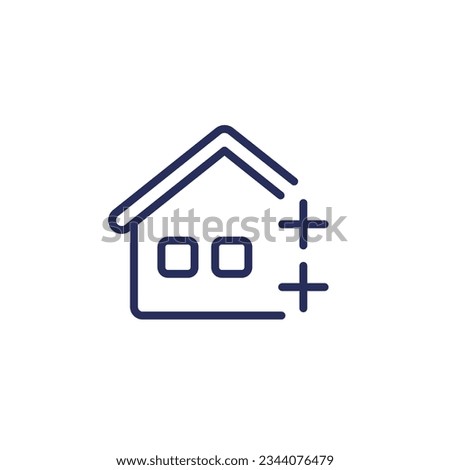 house extension line icon, extend a home