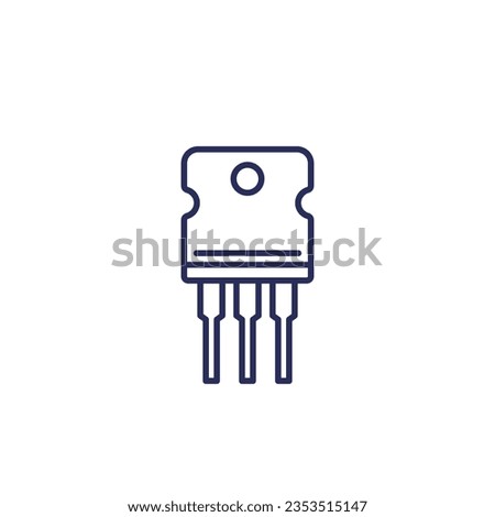 transistor icon on white, semiconductor line vector
