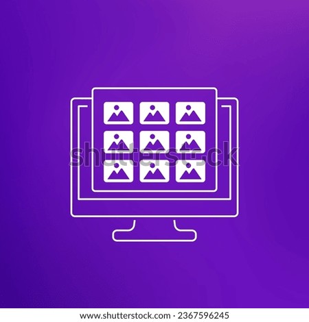 photo gallery in computer icon, vector