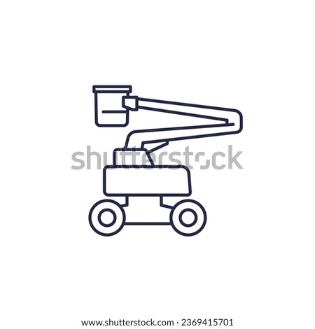 aerial work platform icon, AWP line vector