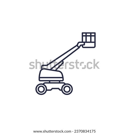 aerial work platform line icon on white