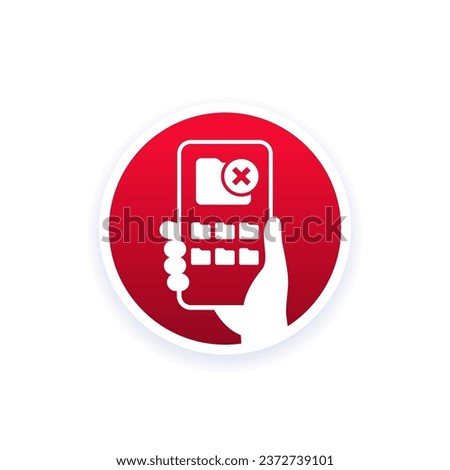 no access to folder vector icon with smart phone in hand