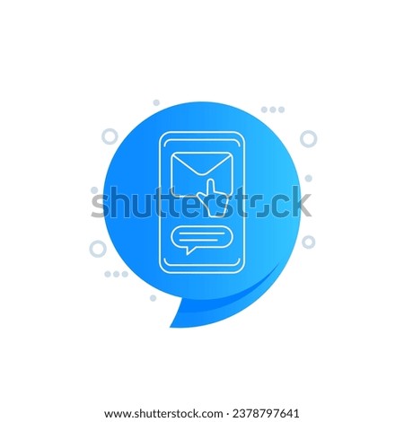 Mail and touch gesture line icon with smartphone