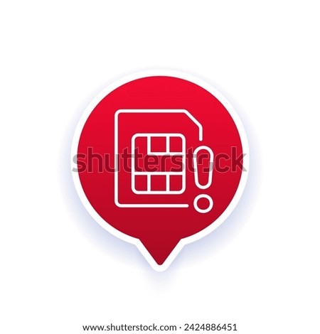 SIM card error icon, line vector design