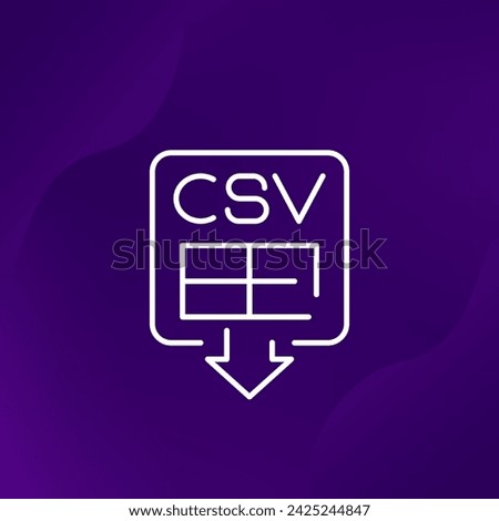 download csv file icon, line vector