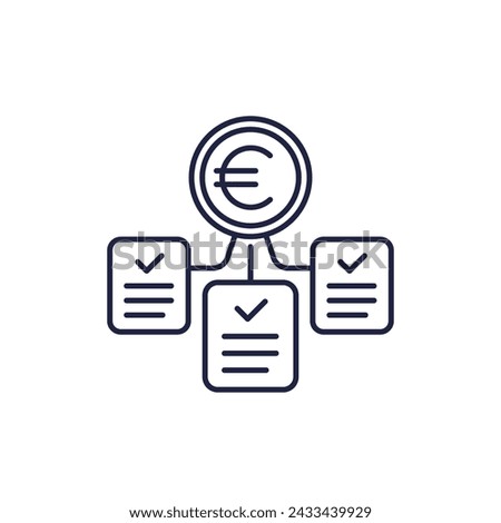 paid bills line icon with euro