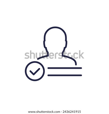 Account verified icon, user and check mark line vector