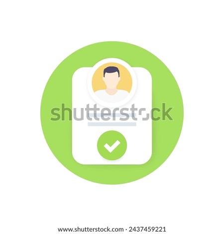 Account verified icon with user and check mark, vector