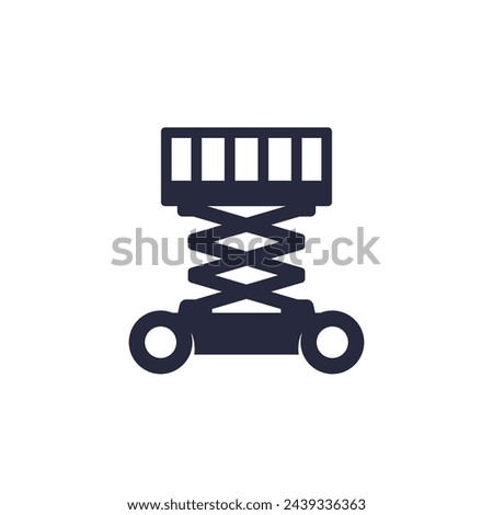 lifting platform icon, scissor lift pictogram on white