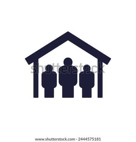 Shelter icon with people and a house