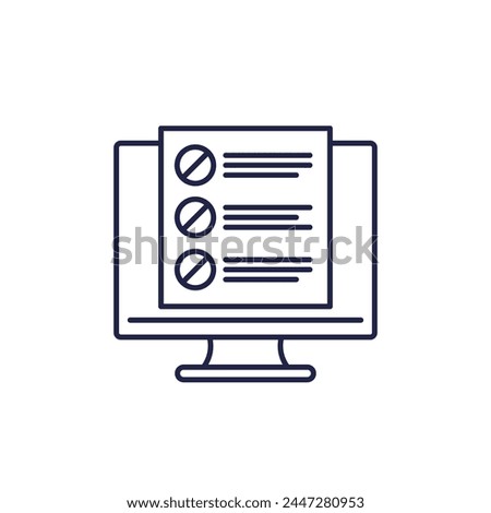 blacklist icon with computer, line vector