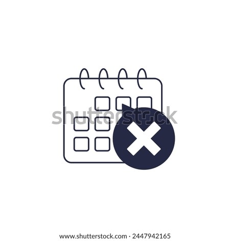 Cancel appointment icon with a calendar on white
