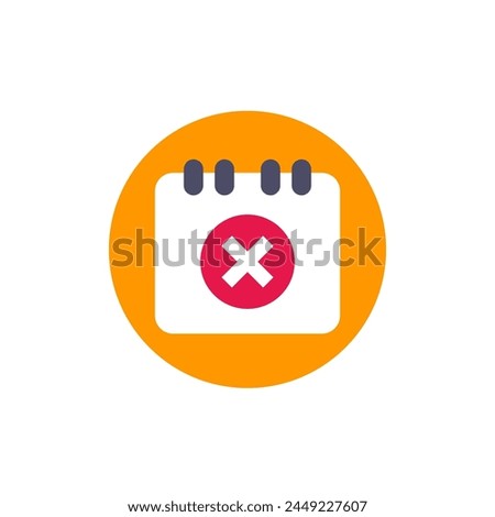 Cancel appointment icon with a calendar, flat style