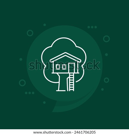 treehouse icon, a cabin on tree linear vector