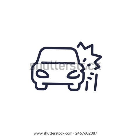 car crash icon, line vector pictogram on white