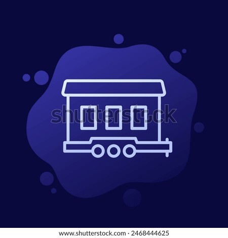 mobile home icon, house trailer line vector design