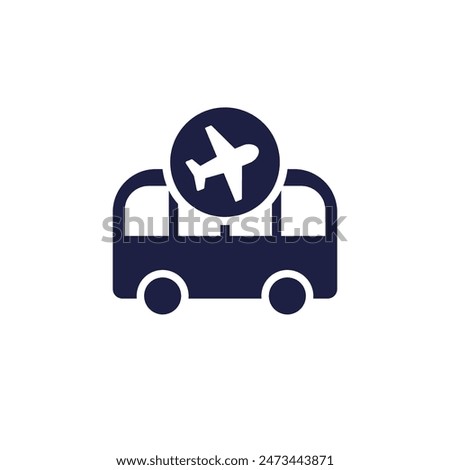 bus to airport, shuttle icon, sign on white