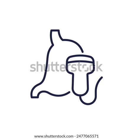 stomach ultrasound icon, abdominal ultrasonography line vector