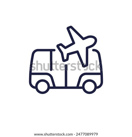 bus to airport icon, shuttle line vector