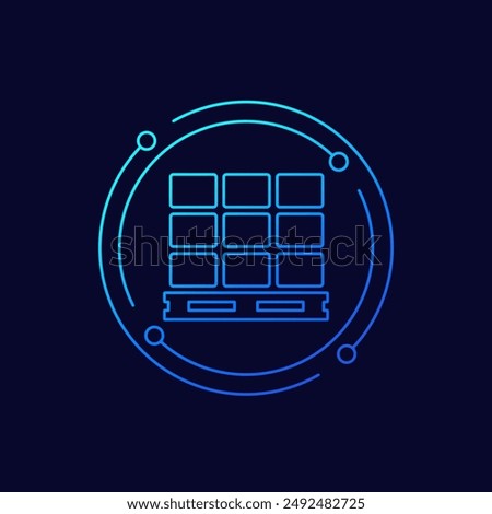 pallet and boxes icon, linear design