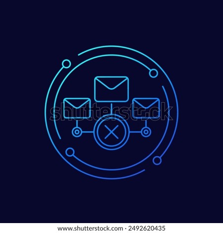 delete mail, emails icon, linear design