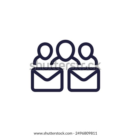 emails and people icon, email marketing line vector