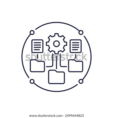 file management icon with folders, line vector