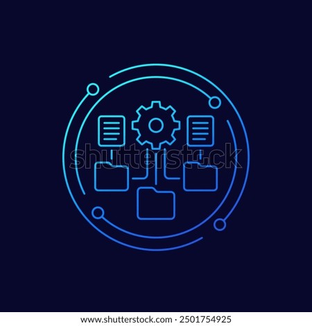 file management icon with folders, linear vector design