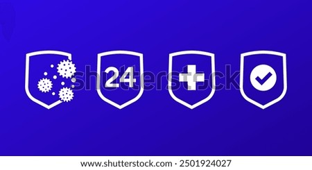 immune system, antibacterial protection icons, vector set