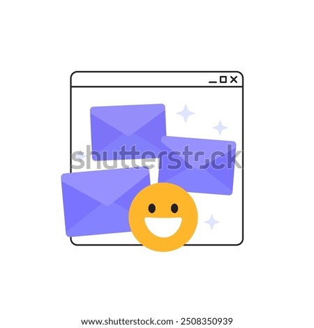 emails and happy emoji vector icon