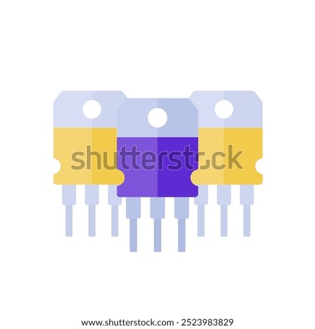 transistors icon, flat vector design