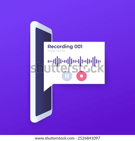 Audio recording, voice memo in a phone, vector design