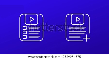 video playlist icons, line vector