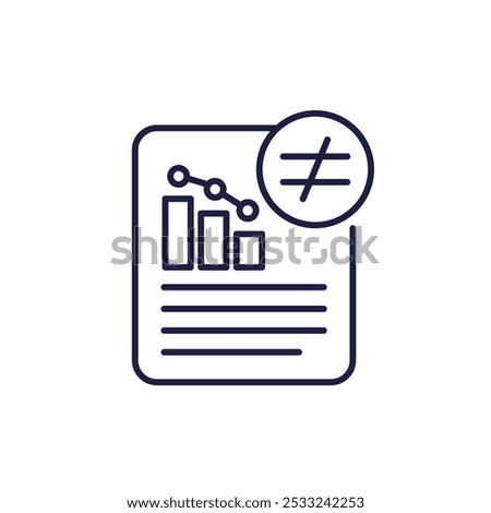 Reducing inequality icon with report, line vector