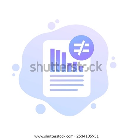 Reducing inequality icon with report, vector design