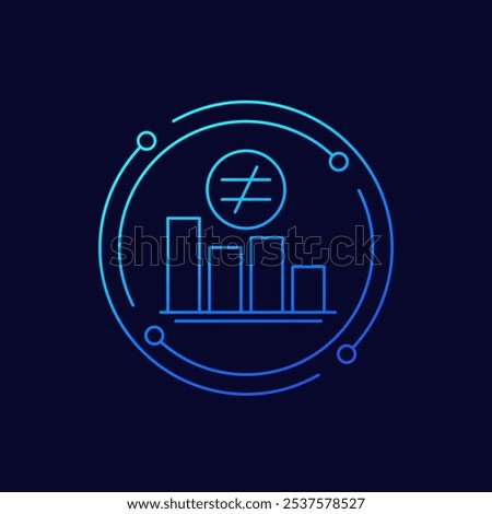 Reducing inequality icon with a graph, linear design