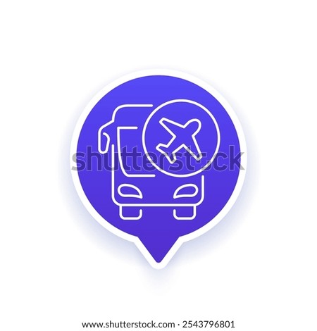 bus transfer to airport, shuttle icon, line vector