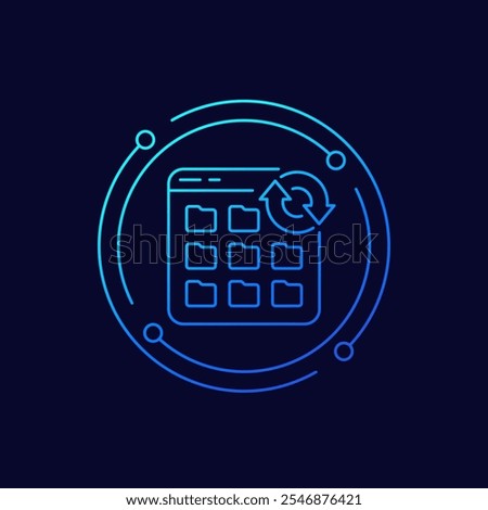 data recovery icon with folders, linear design