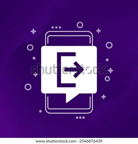 logout icon with a phone, vector